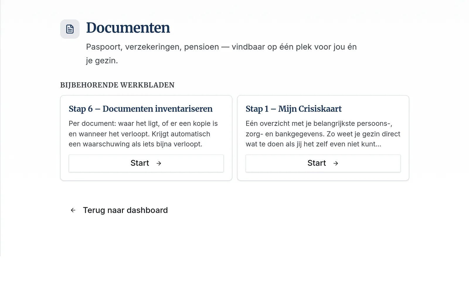 Scherm Documentencentrum in het Persoonlijk Crisiscentrum