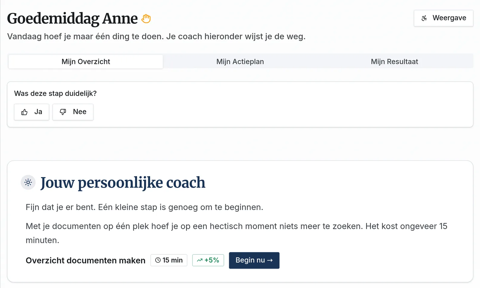 Scherm Dashboard in het Persoonlijk Crisiscentrum